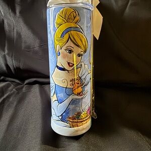 New Disney Cinderella 20oz Tumbler with Slip Slip Lid Nonslip Bottom Straw Clean